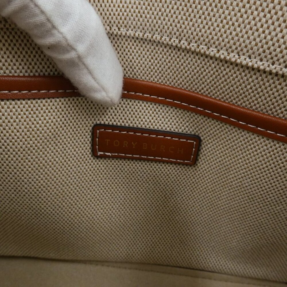 Tory Burch Blake Canvas Small Tote Brown - Picture 9 of 12